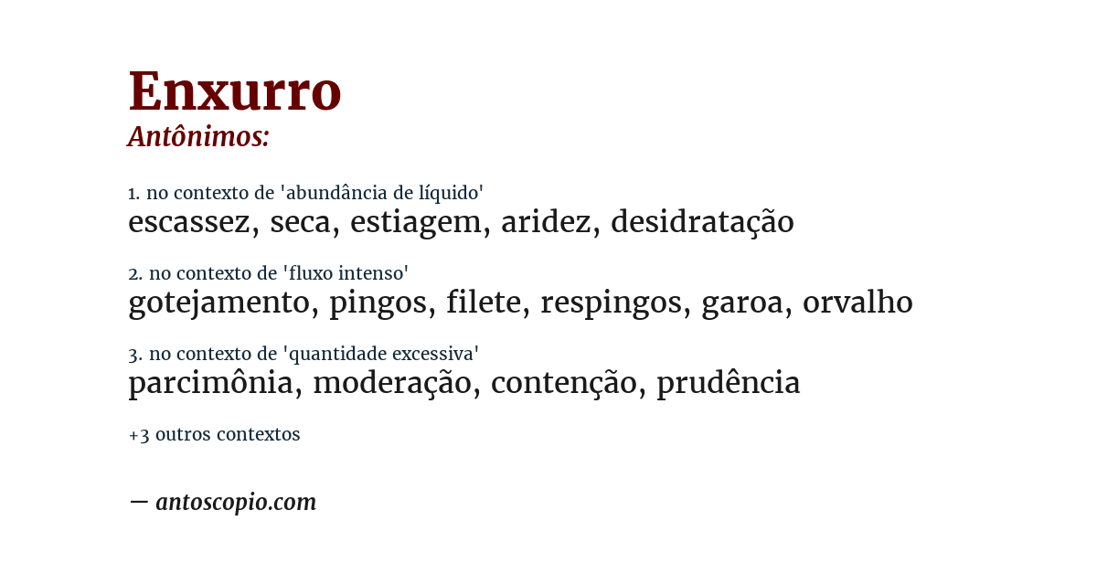 Antônimo de enxurro