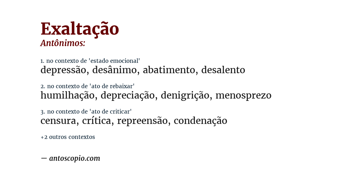 Antônimo de exaltação