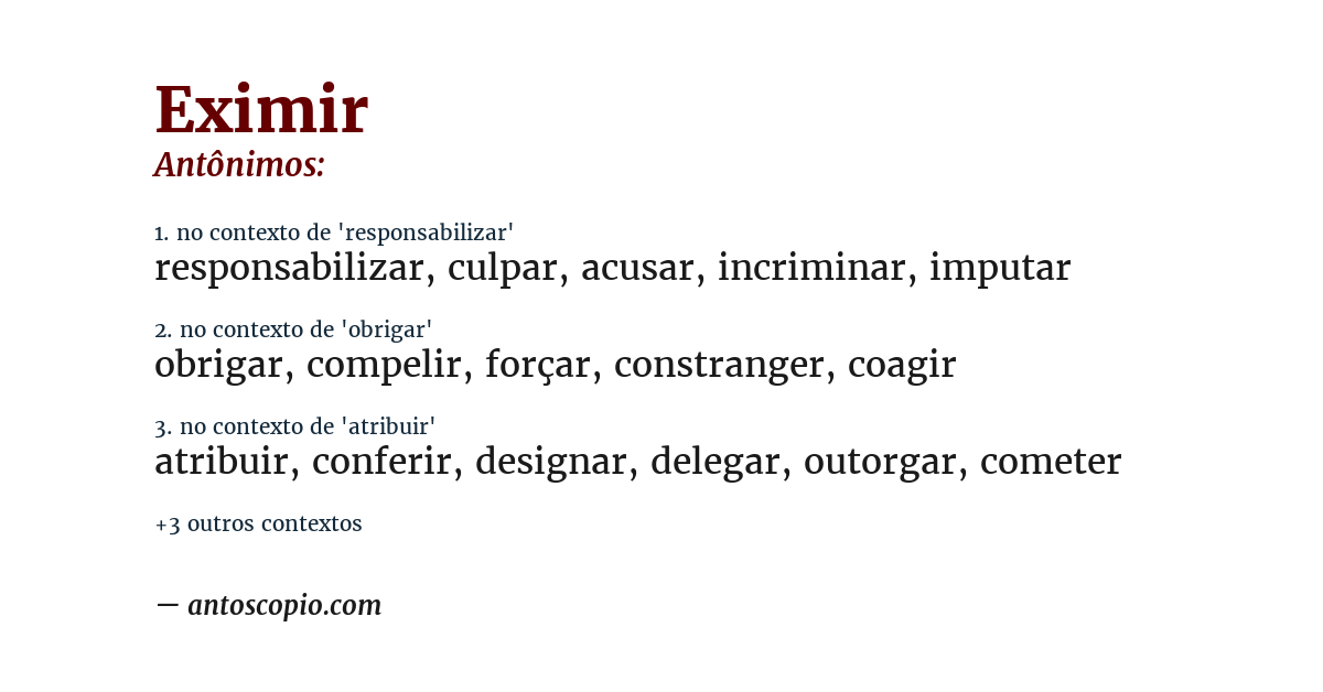 Antônimo de eximir