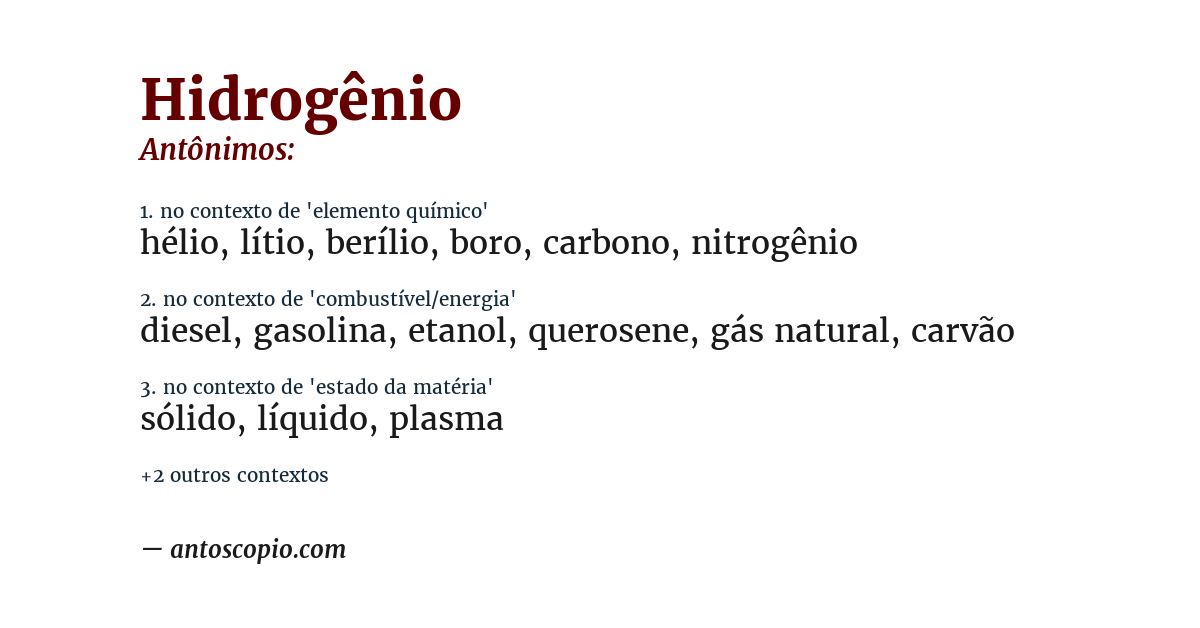 Antônimo de hidrogênio
