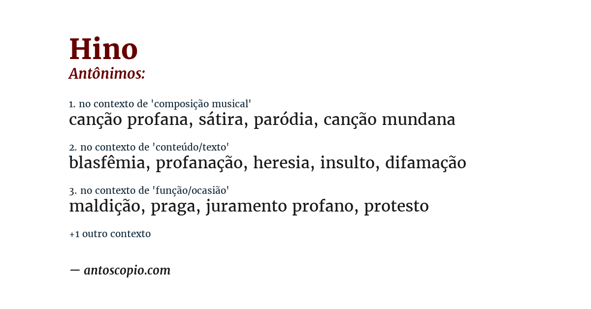 Antônimo de hino