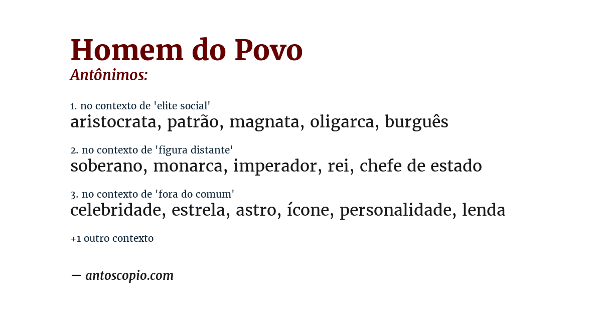 Antônimo de homem do povo