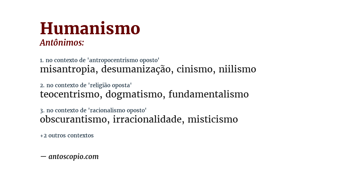 Antônimo de humanismo
