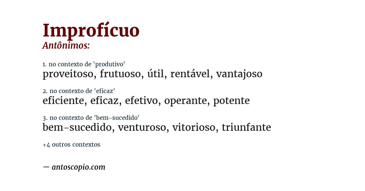 Antônimo de improfícuo
