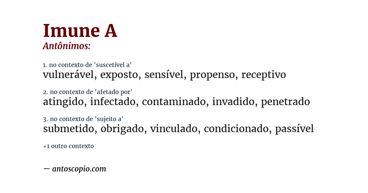 Antônimo de imune a