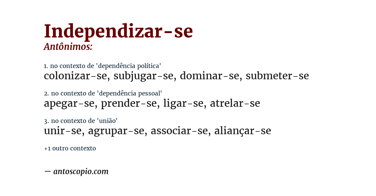 Antônimo de independizar-se