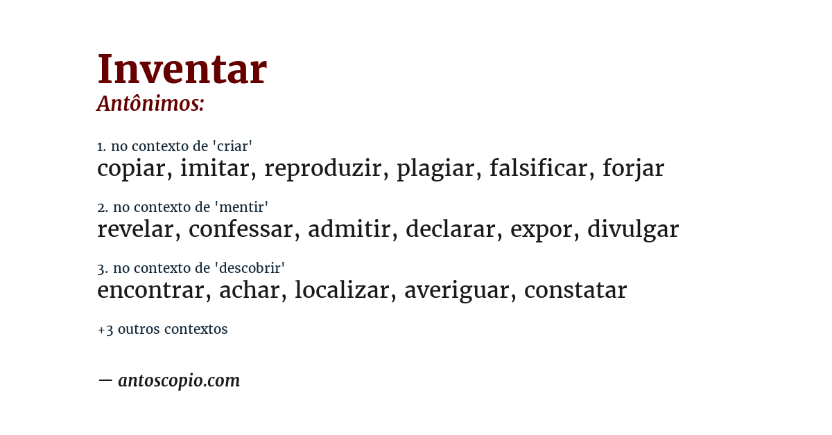 Antônimo de inventar