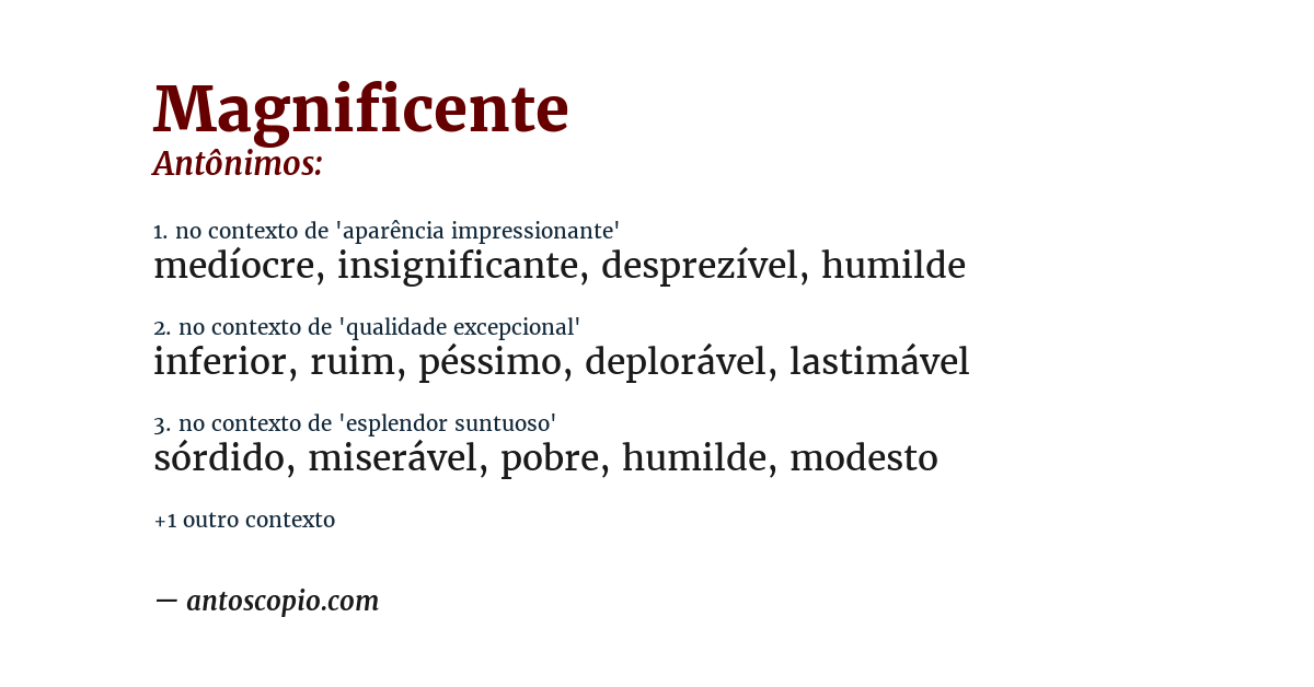 Antônimo de magnificente