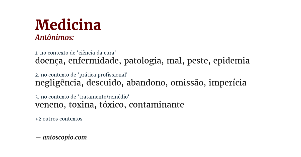 Antônimo de medicina