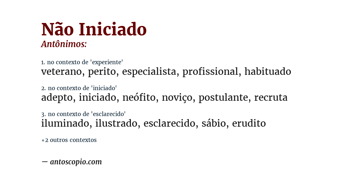 Antônimo de não iniciado