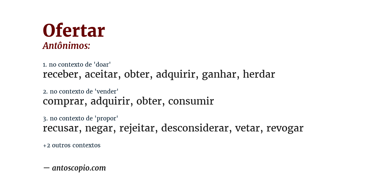 Antônimo de ofertar