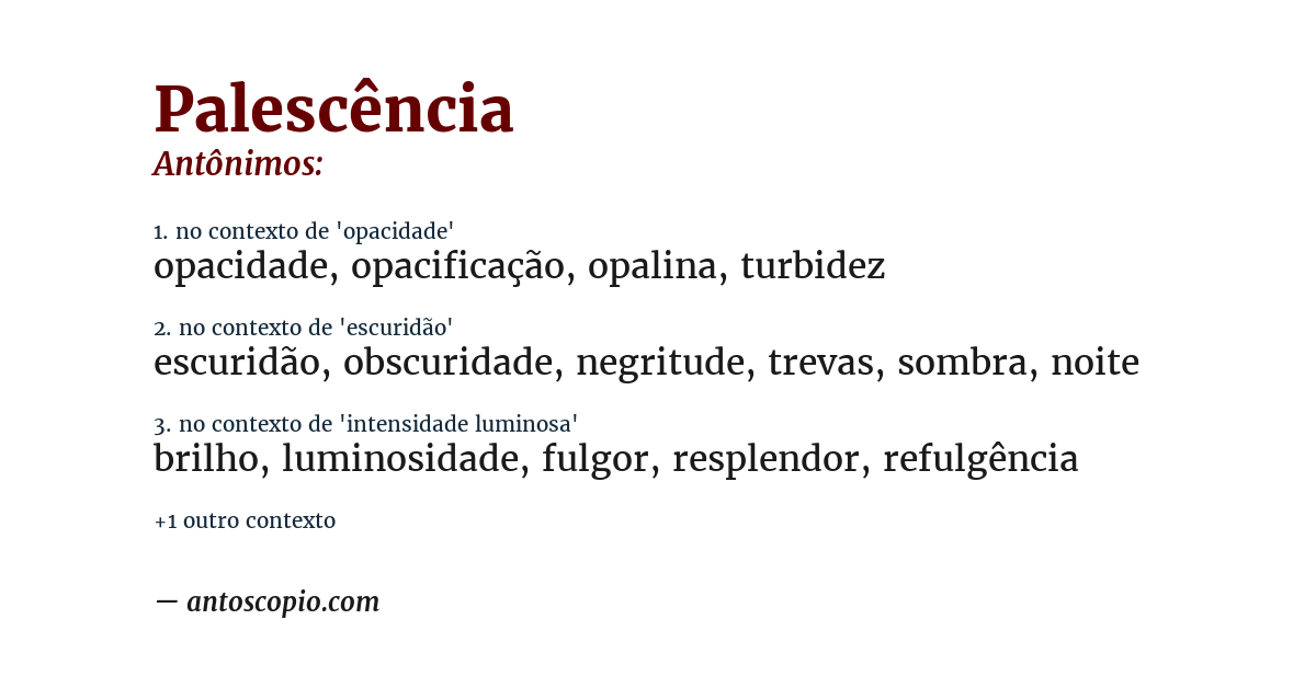 Antônimo de palescência
