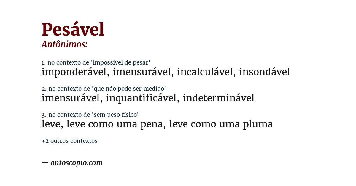 Antônimo de pesável