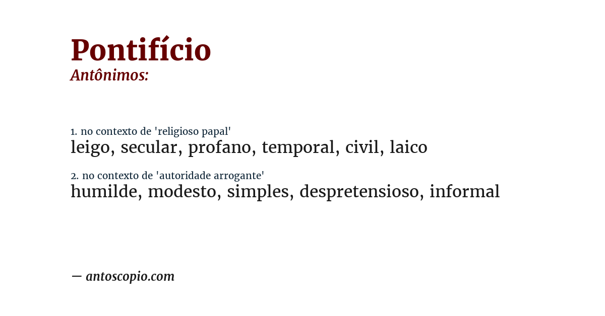 Antônimo de pontifício