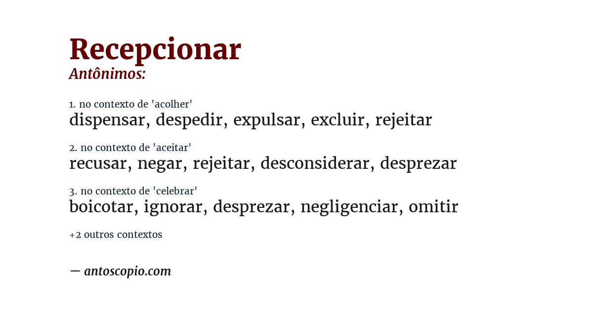 Antônimo de recepcionar