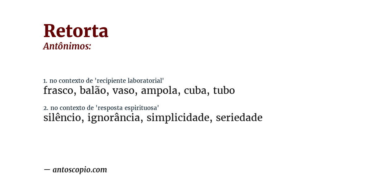 Antônimo de retorta