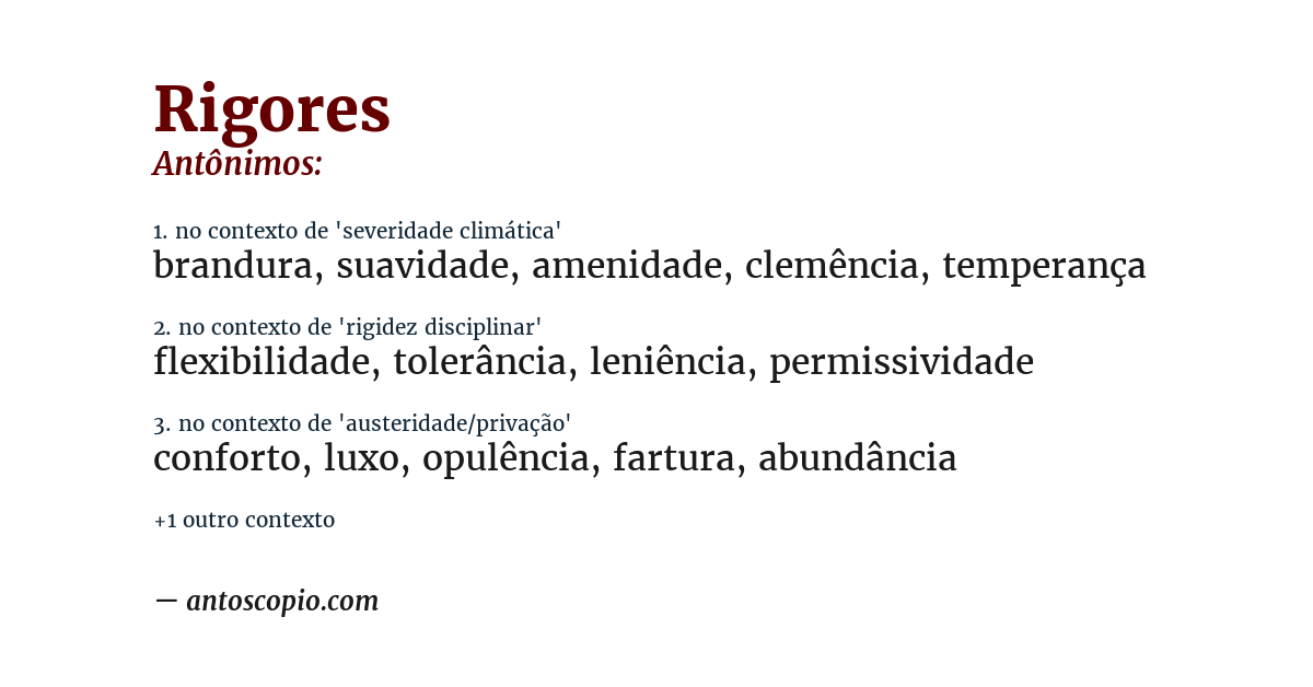 Antônimo de rigores