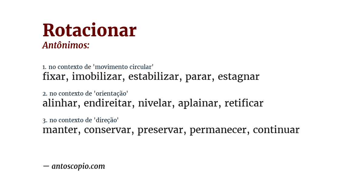 Antônimo de rotacionar