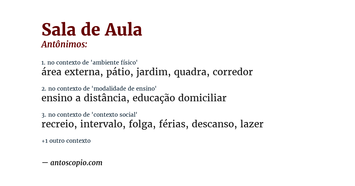 Antônimo de sala de aula