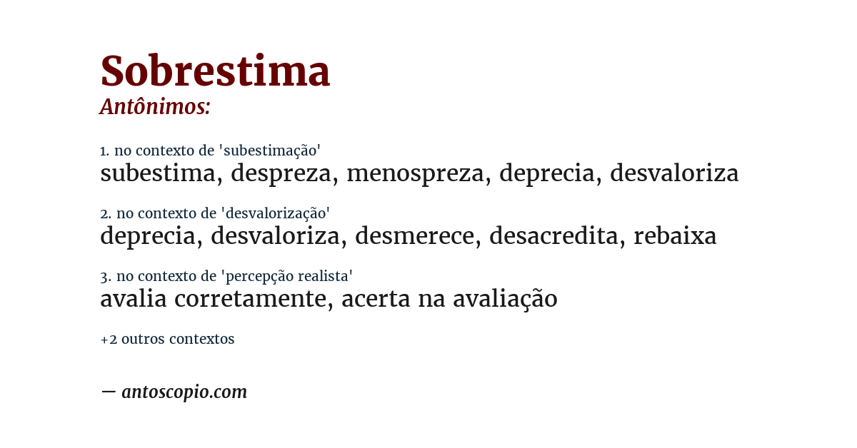 Antônimo de sobrestima