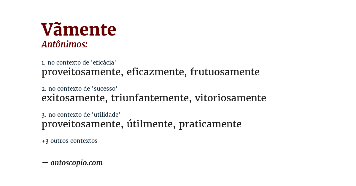Antônimo de vãmente