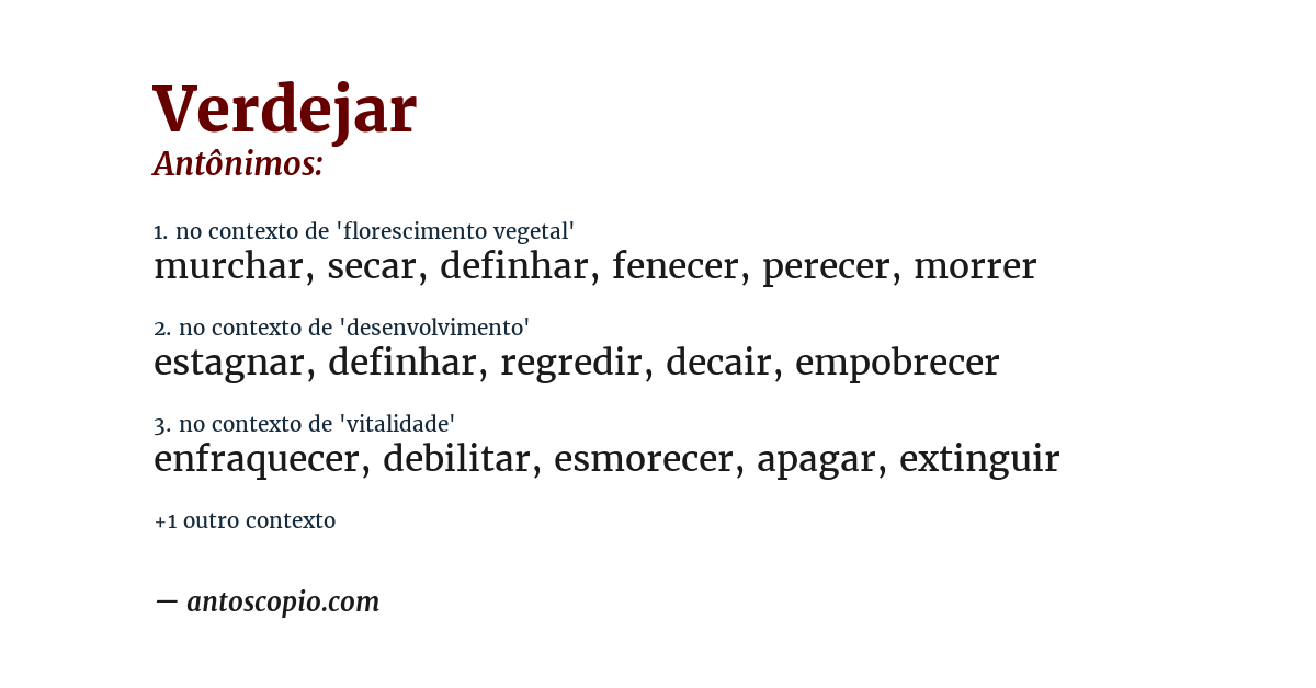 Antônimo de verdejar