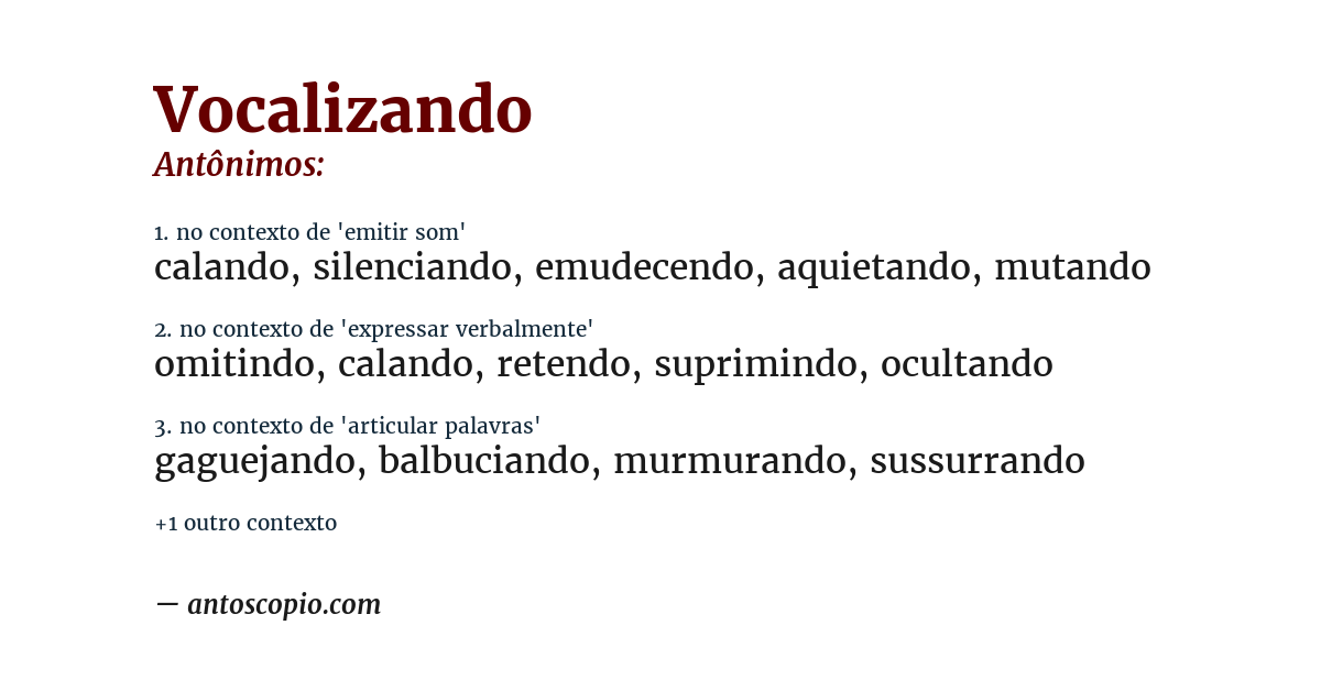 Antônimo de vocalizando