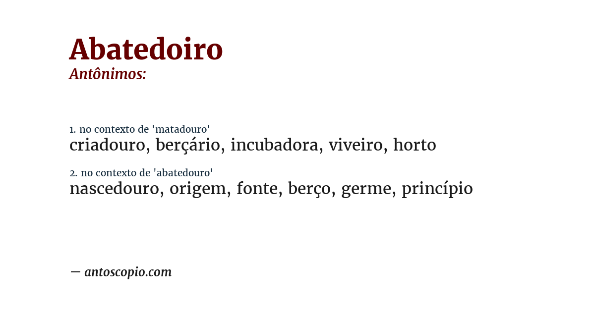 Antônimo de abatedoiro