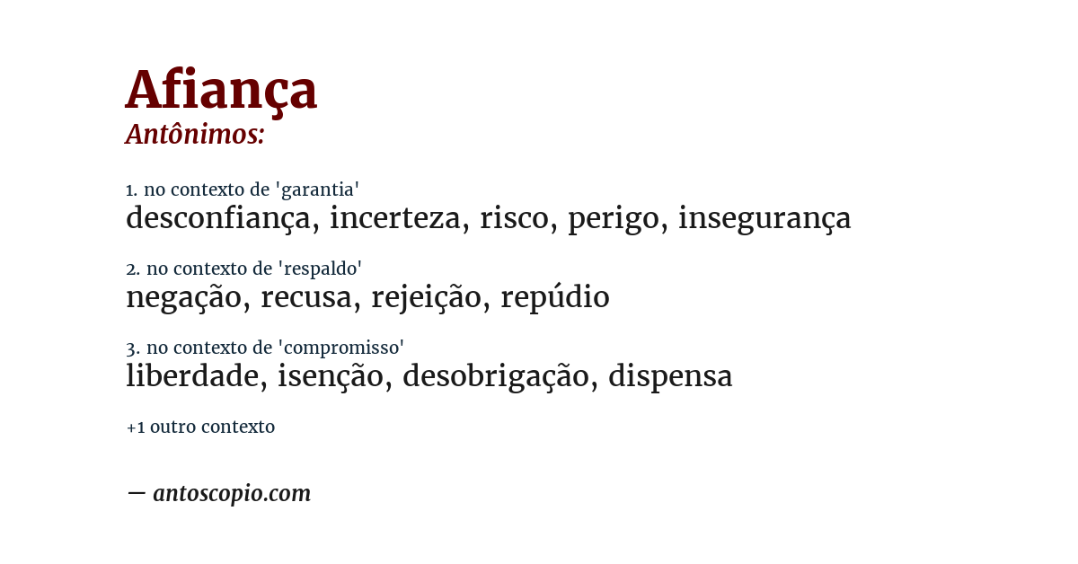 Antônimo de afiança