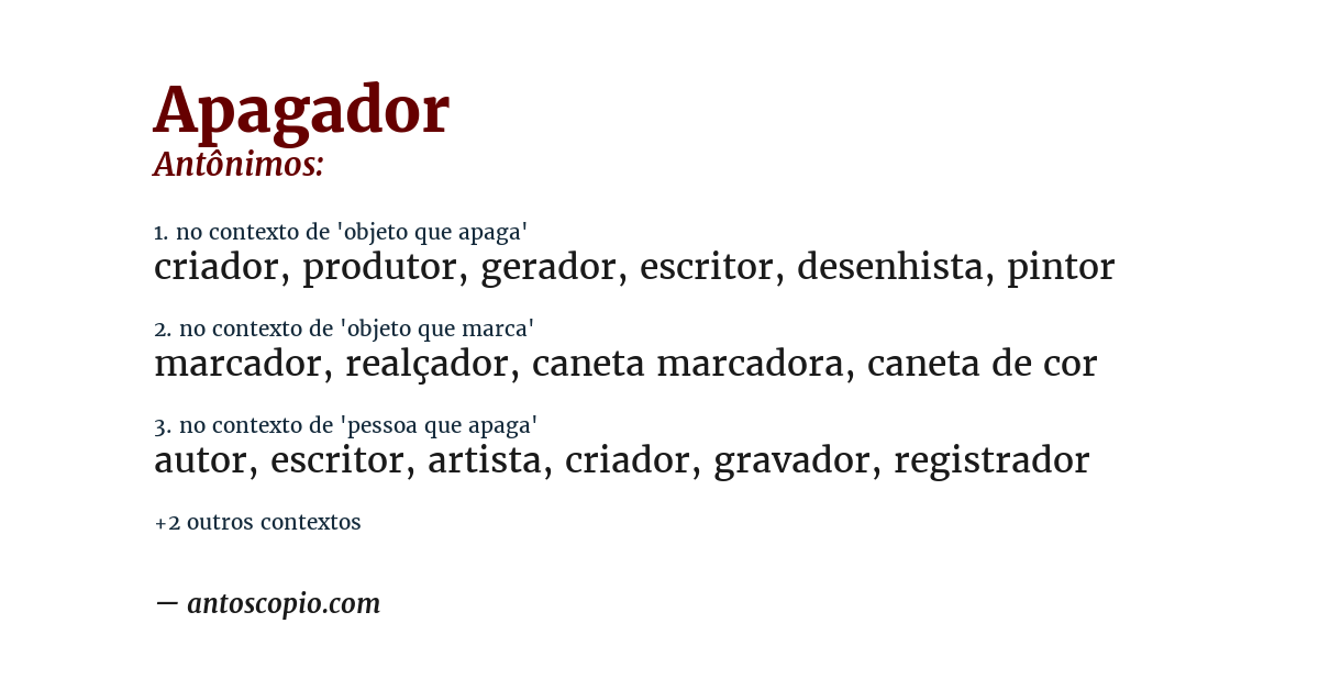 Antônimo de apagador