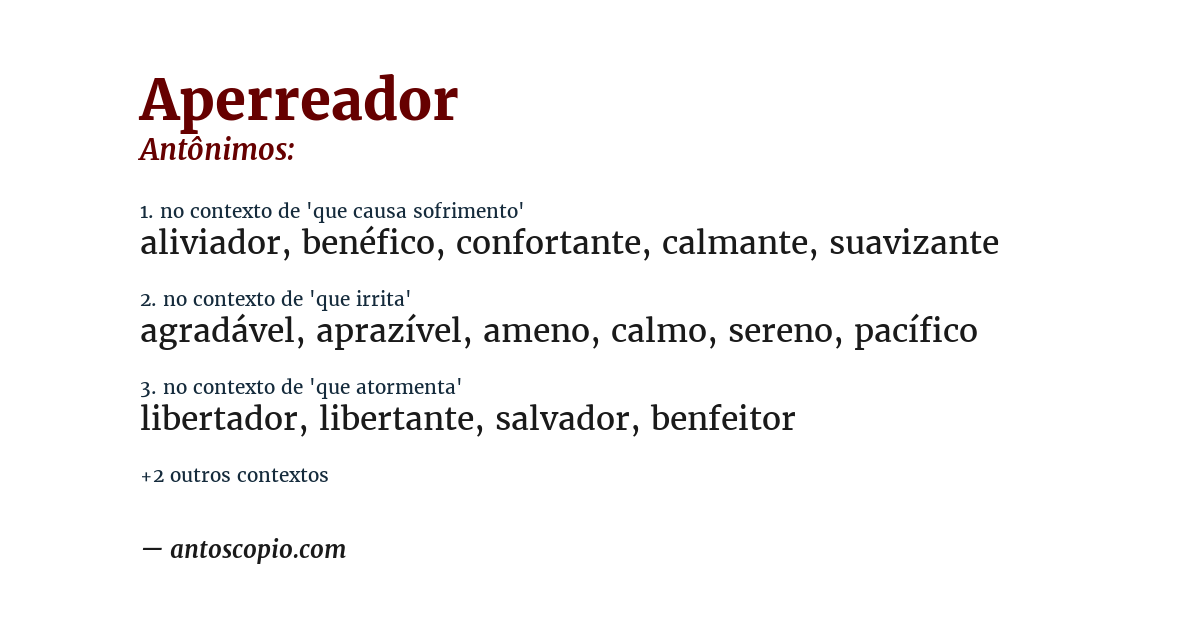 Antônimo de aperreador