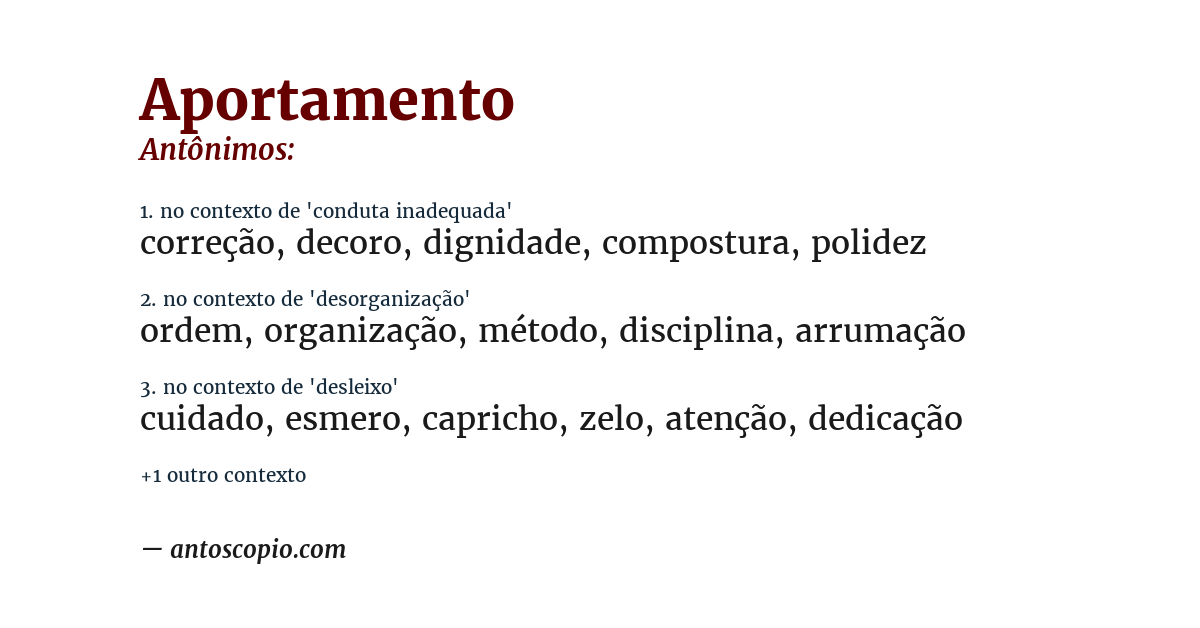 Antônimo de aportamento