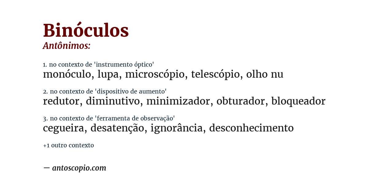 Antônimo de binóculos