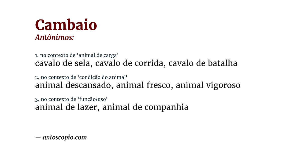 Antônimo de cambaio