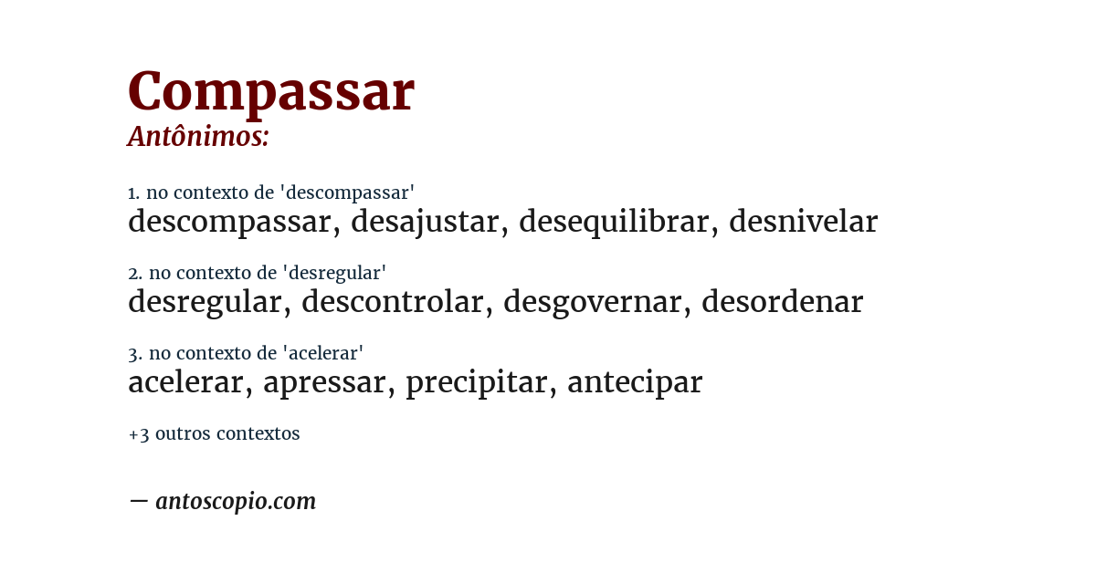 Antônimo de compassar