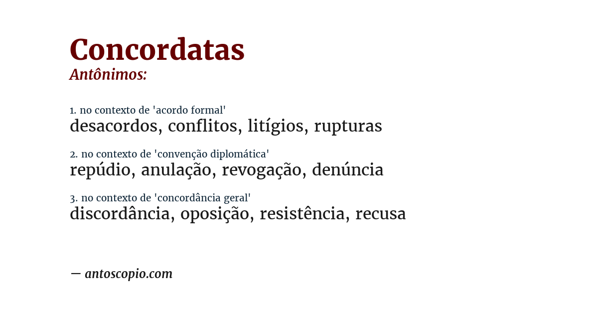 Antônimo de concordatas