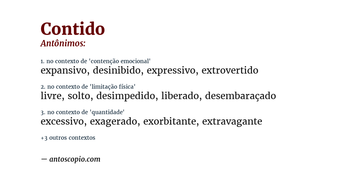 Antônimo de contido