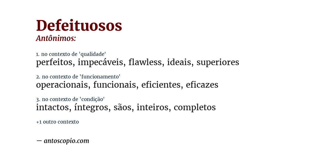 Antônimo de defeituosos