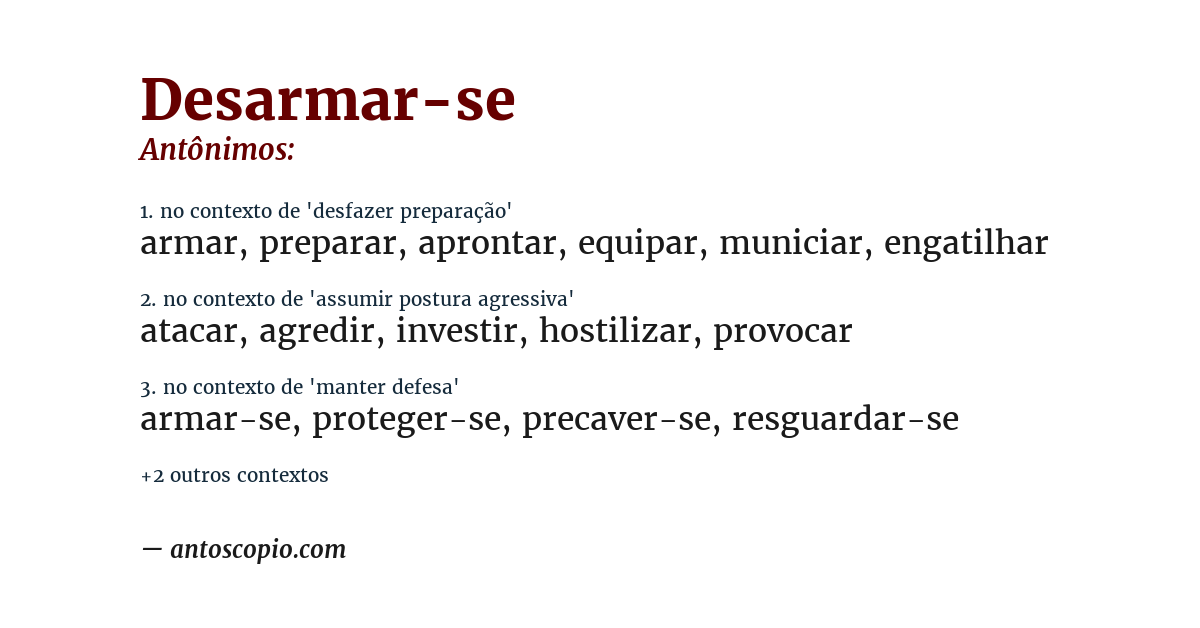 Antônimo de desarmar-se