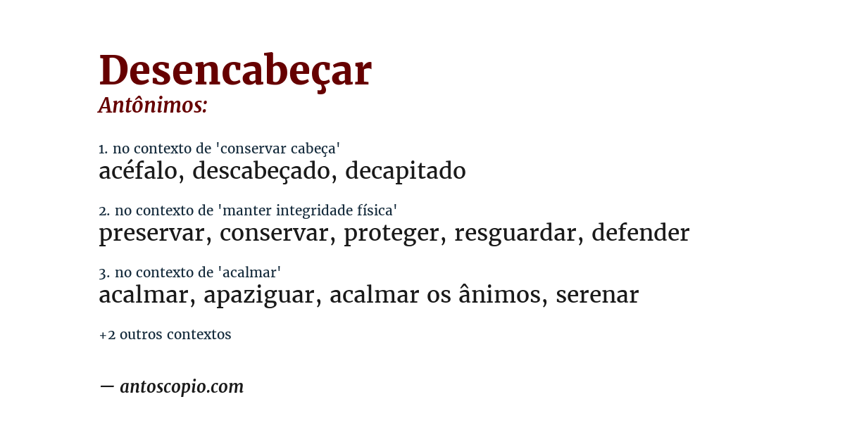 Antônimo de desencabeçar