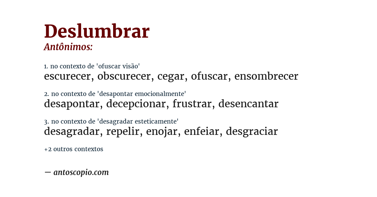 Antônimo de deslumbrar
