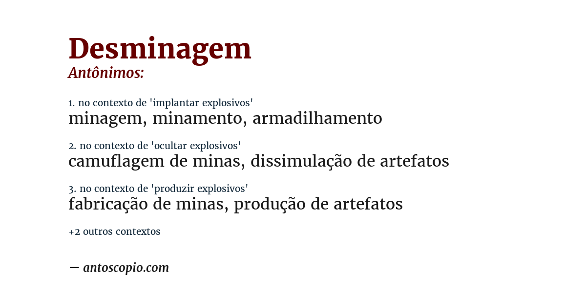 Antônimo de desminagem