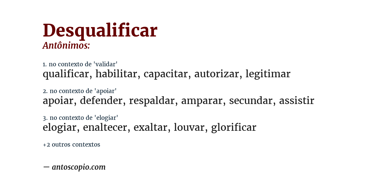 Antônimo de desqualificar