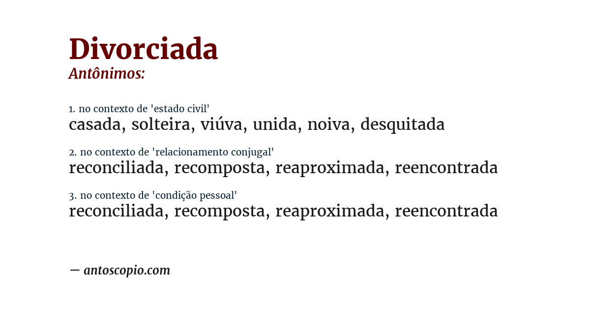 Antônimo de divorciada