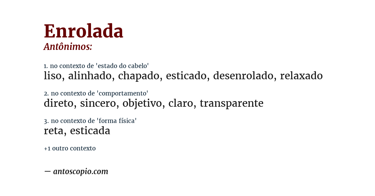 Antônimo de enrolada