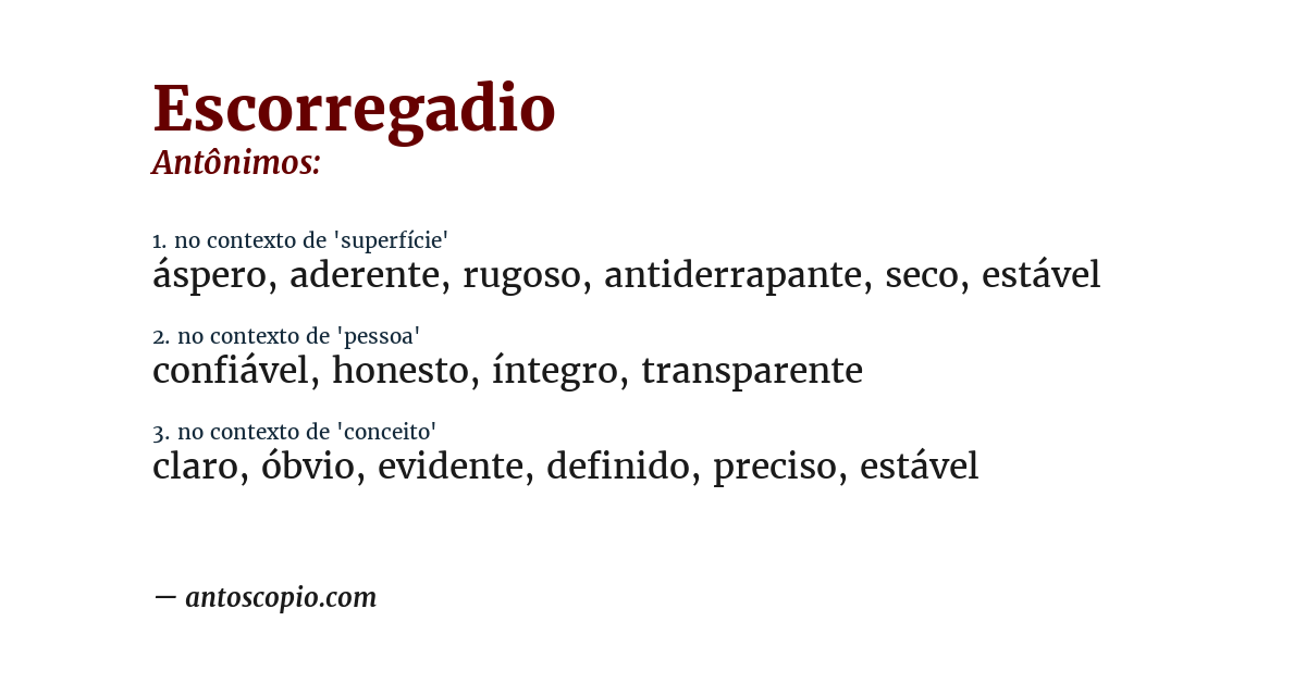 Antônimo de escorregadio