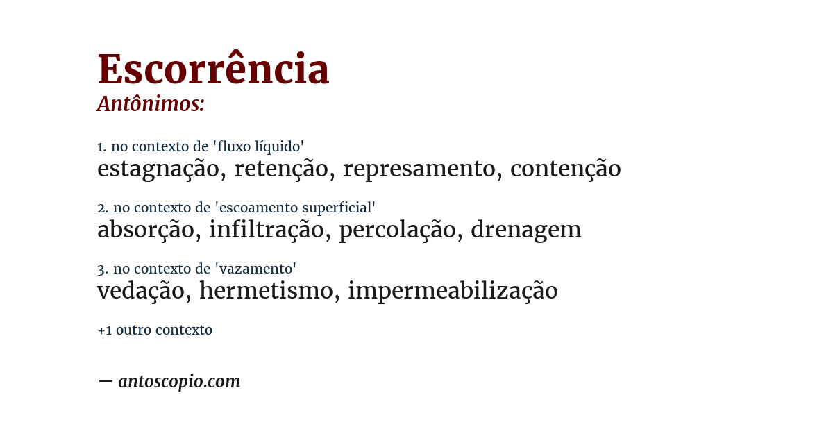 Antônimo de escorrência