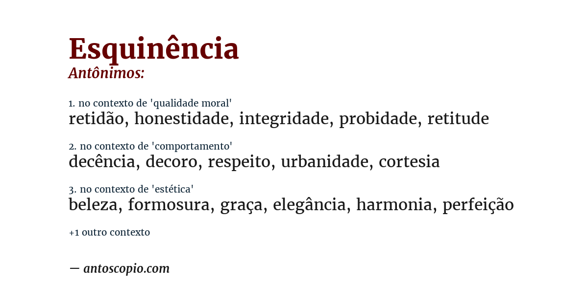 Antônimo de esquinência