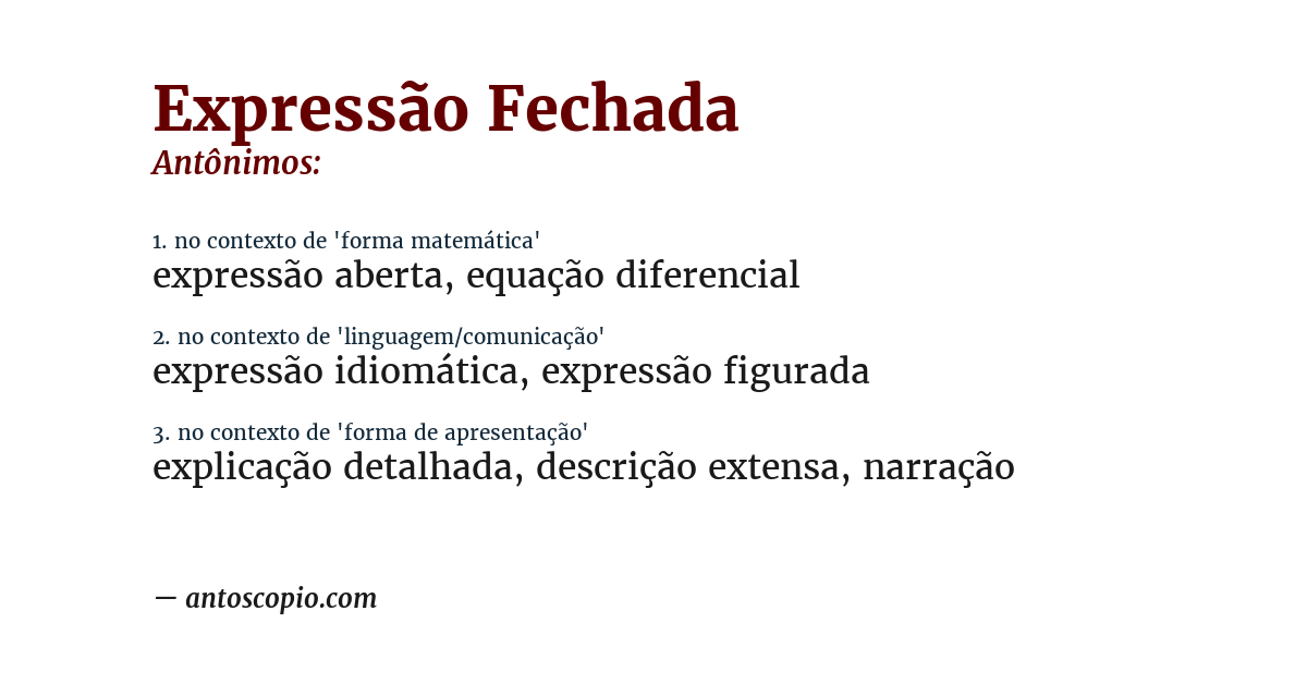 Antônimo de expressão fechada