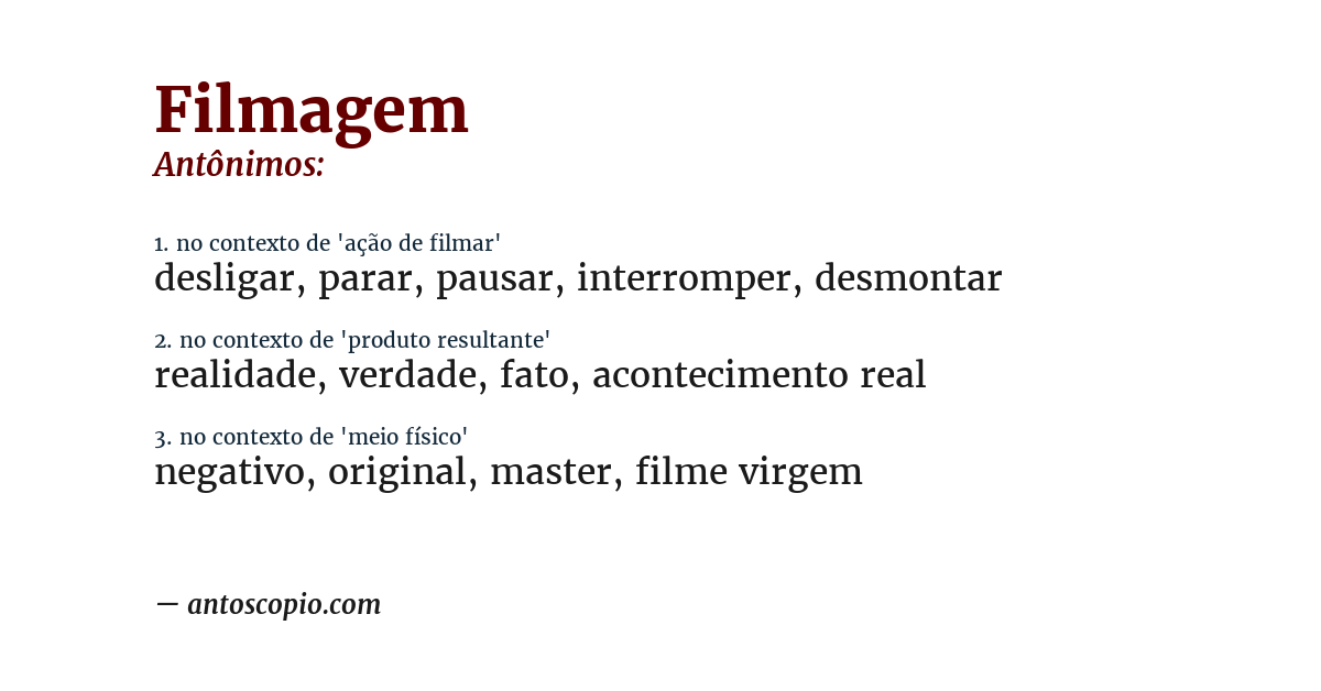 Antônimo de filmagem